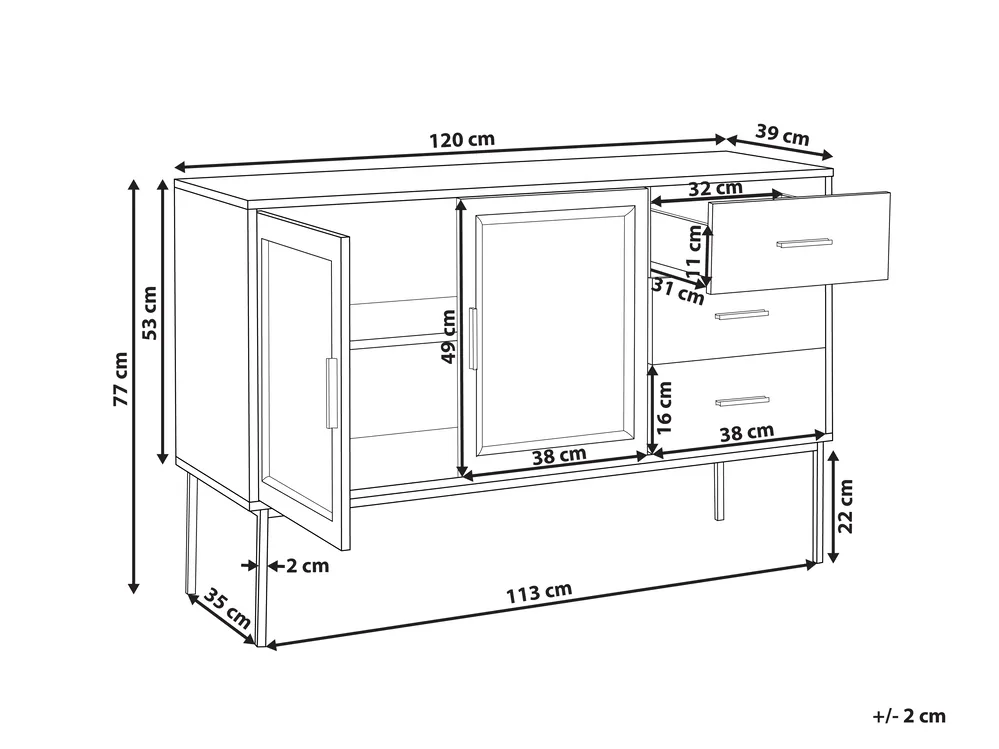 Sideboard mit 2 Türen PASCO Hellbraun_928318