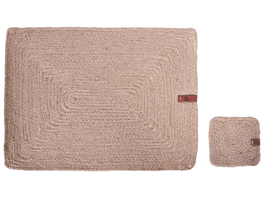 12 Piece Placemats and Coasters Set SALTBUSH Jute Natural