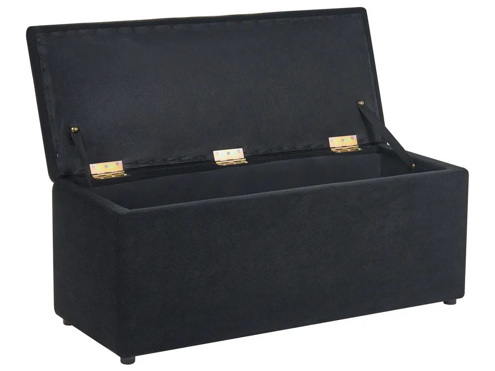 Ottomane mit Stauraum OREM Stoff 100 cm Schwarz_1058937