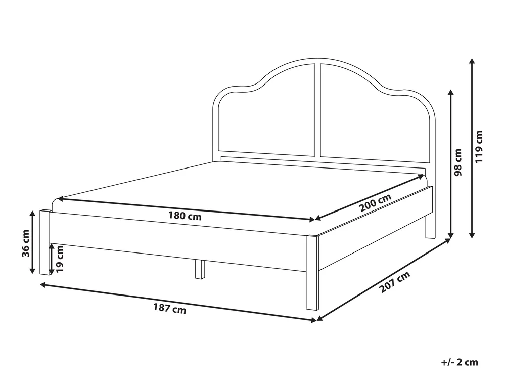 Bett mit Lattenrost HOUNOUX 180 x 200 cm Hellbraun_1047757
