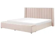 Bett mit Stauraumbank NOYERS Samtstoff Pastellrosa 180 x 200 cm_796525
