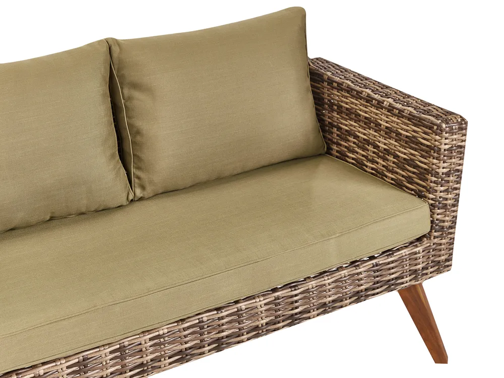 Lounge Set mit Tisch 5-Sitzer VITTORIA XL Polyrattan Olivgrün_928572