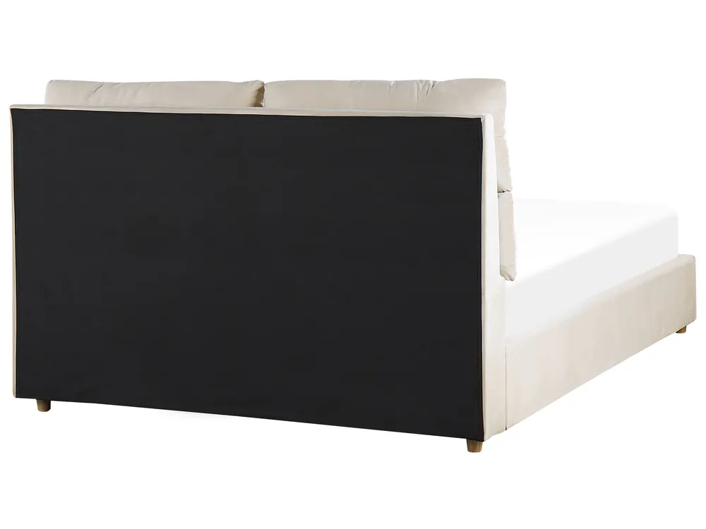 Postelja s prostorom za shranjevanje BATILLY Žamet Svetlo bež 140 x 200 cm_830084