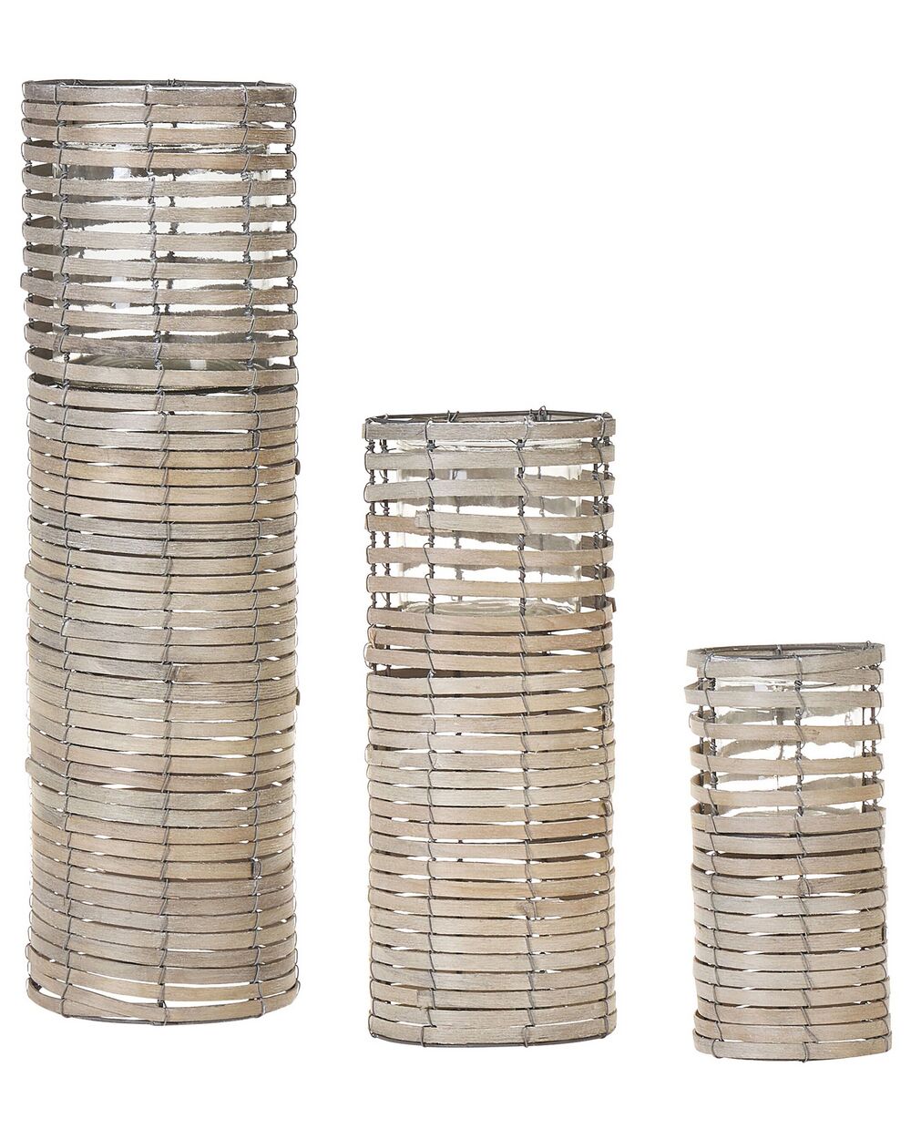 Set od 3 svijećnjaka ROVARE 60/39/25 cm Topolovina Sivi