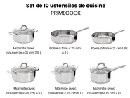 Ensemble de 10 pièces d'ustensiles de cuisine PRIMECOOK Acier inox Argenté_1051154