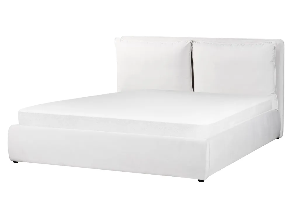 Bett mit Stauraum BAJONNA Samtstoff Cremeweiß 160 x 200 cm_871255