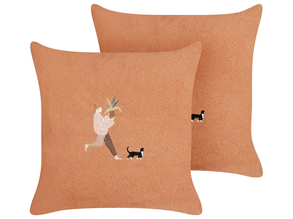 Dekokissen 2er Set MARIGOLD 45 x 45 cm Orange Ohne Muster