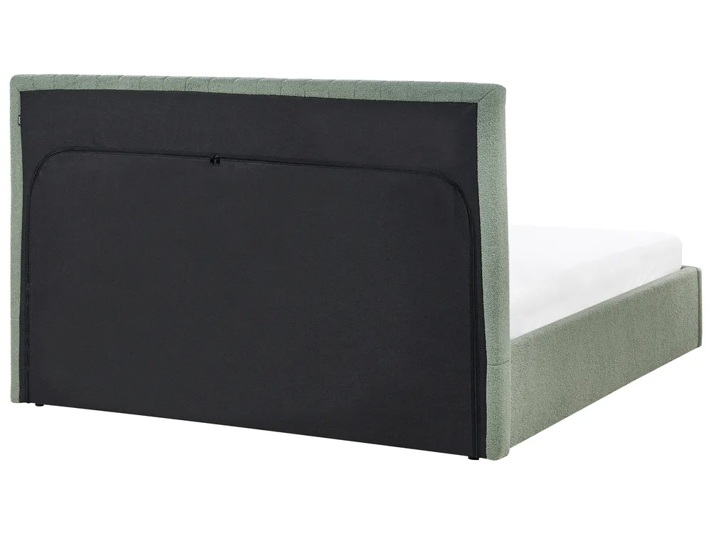 Bett mit Stauraum VION Bouclé Grün 160 x 200 cm_1042761