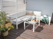 Garten Ecksofa mit Tisch 5-Sitzer MESSINA Metall Cremeweiß linksseitig_929603