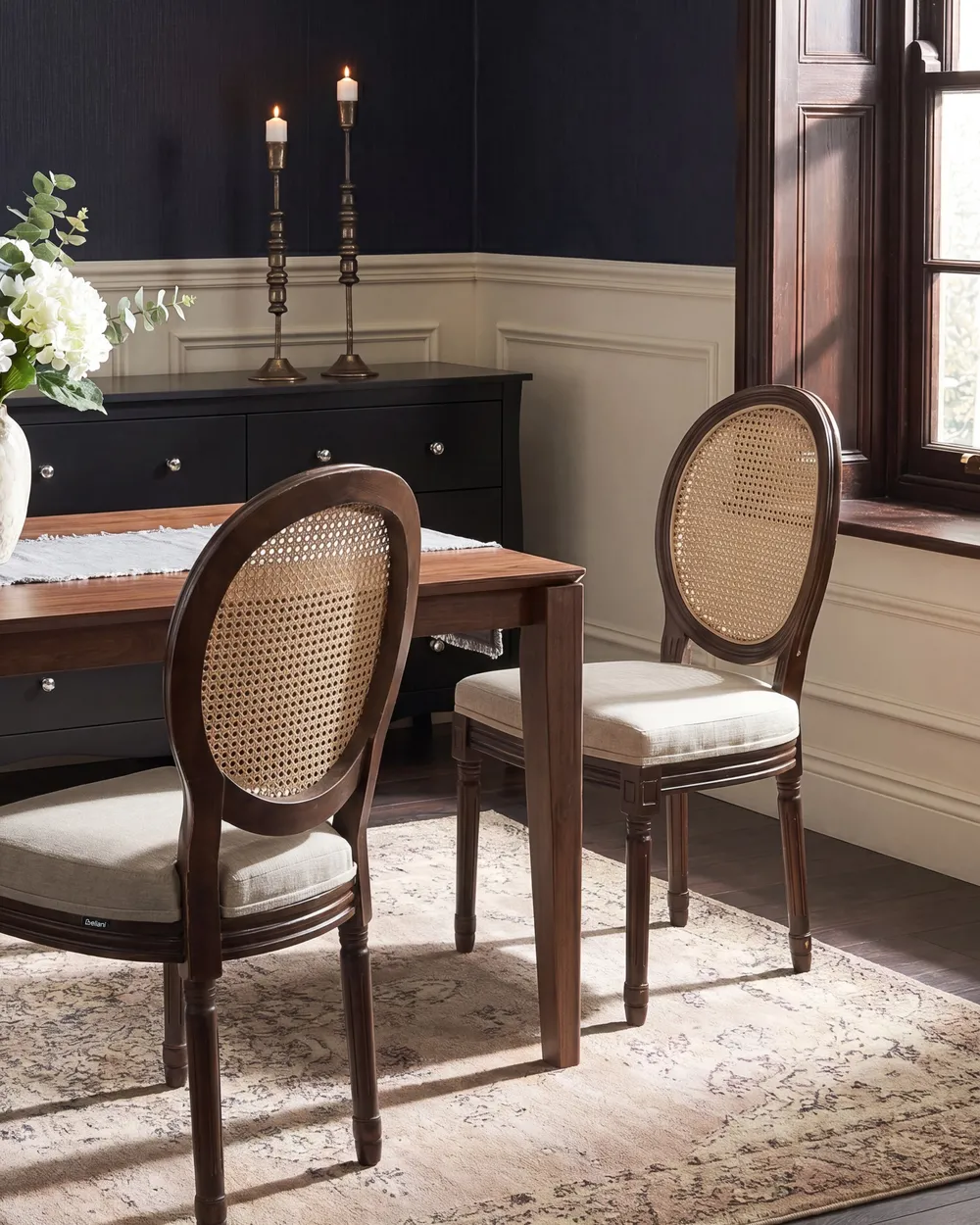 Set of 2 Chairs NIVLOC Wood Dark Brown/ Beige_1095724