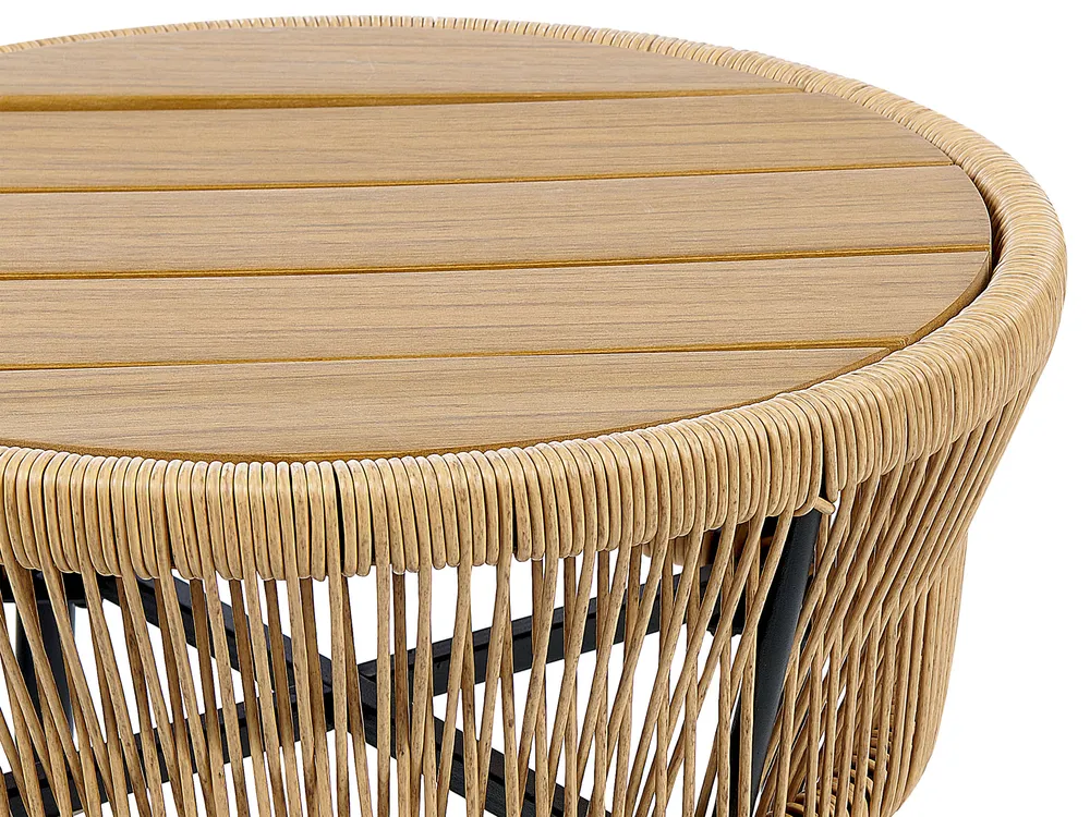 Bistro Set inkl. Kissen GARGANO Polyrattan Naturfarben_856506