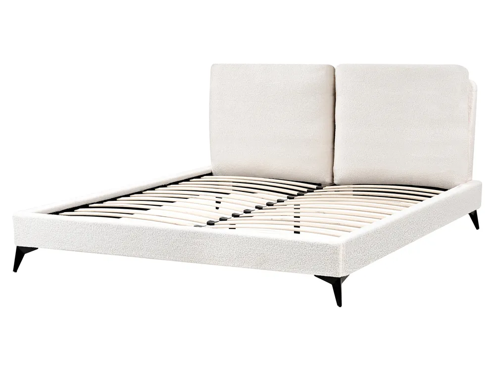 Bett mit Lattenrost Bouclé MELLE 160 x 200 cm Cremeweiß_965652