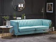 Sofa 3-Sitzer ARVIKA Samtstoff Hellblau_1182455