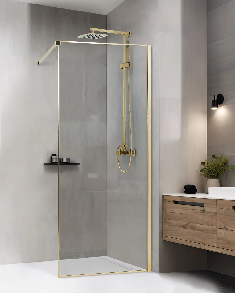 Duschwand WASPAM 80 x 190 cm Gold