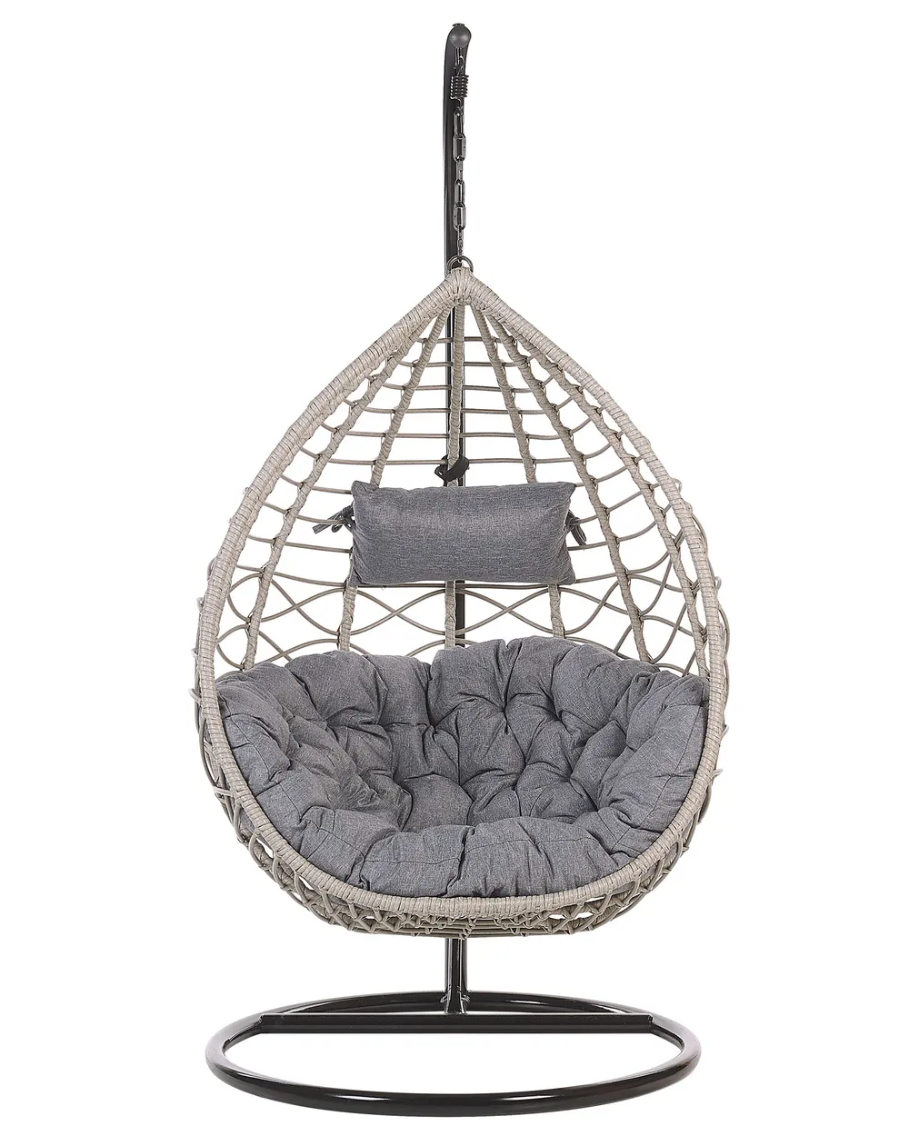 Hängesessel mit Gestell ARSITA Polyrattan Grau_763899