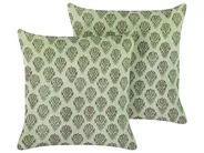 Dekokissen 2er Set RUNGIA 45 x 45 cm Samtstoff Grün Blumenmuster_838200