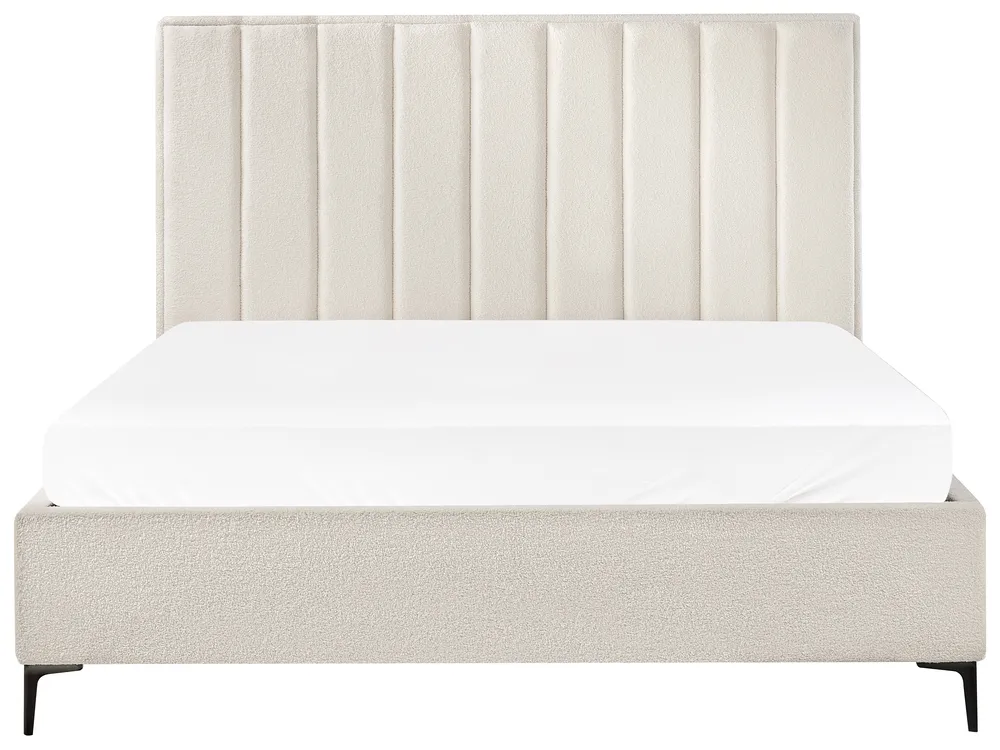 Bett mit Stauraum SEZANNE Bouclé Cremeweiß 180 x 200 cm_939804