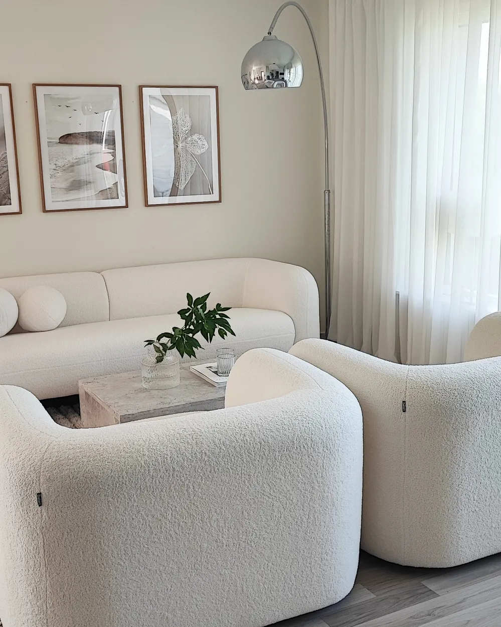 Sofa 3-Sitzer LEIREN Bouclé Weiß_933292