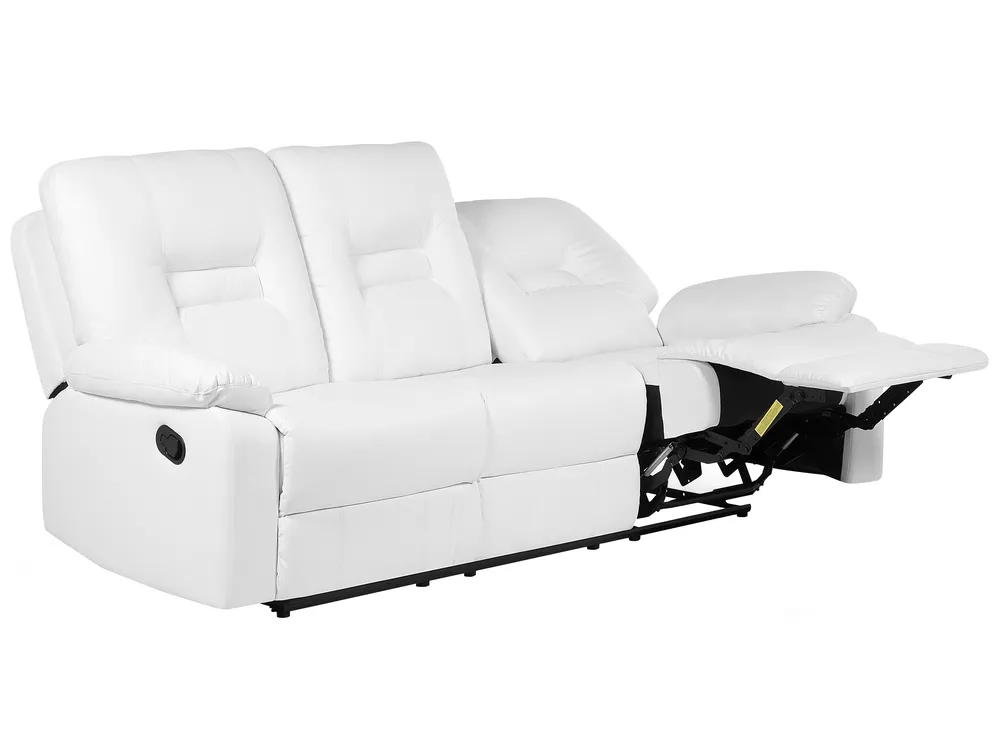 Manual Recliner Sofa 3 Seater BERGEN Faux Leather White