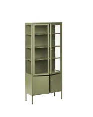 Glass Display Cabinet OXTED 80 cm Metal Green_1076854