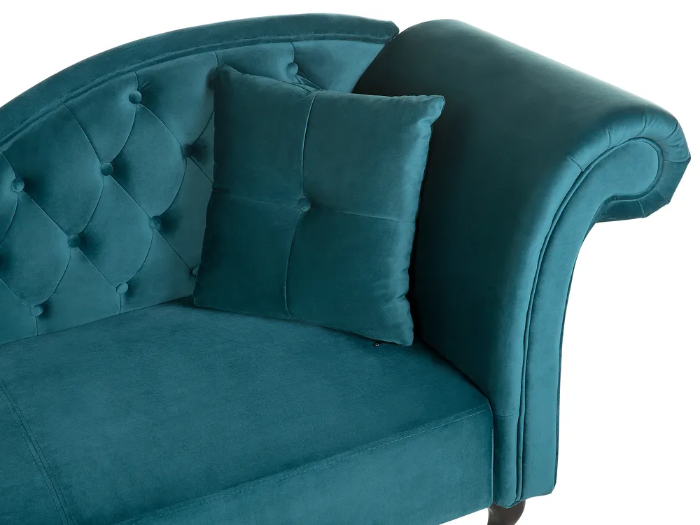 Rechtsseitige Chaiselongue LATTES Samtstoff Blaugrün_738664