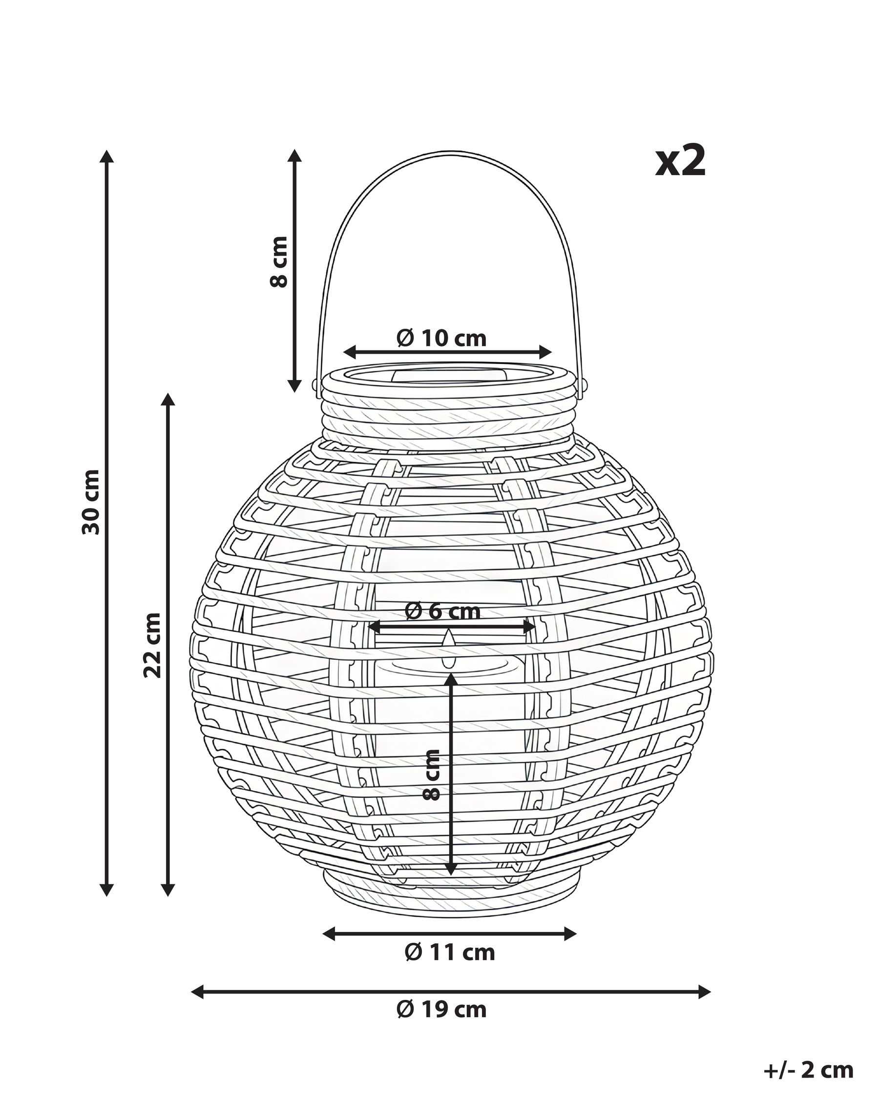 Solarbetriebene Laternen 2er-Set SEBU 30 cm Naturfarben_1042008