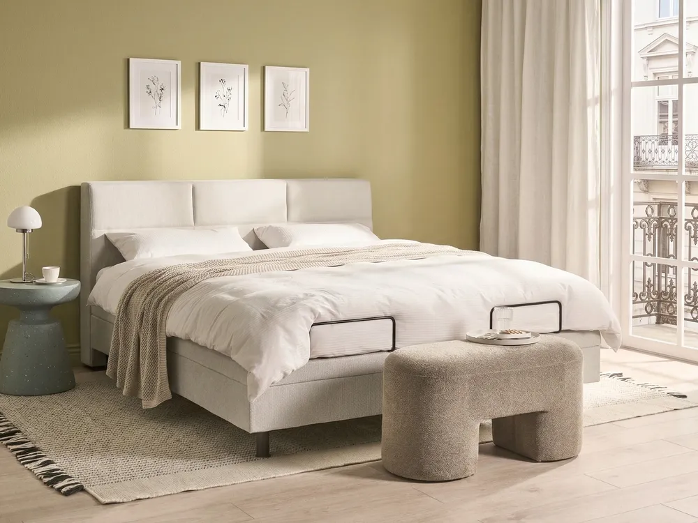 Bett verstellbar Stoff VICEROY 180 x 200 cm Hellbeige