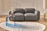 Sofa 3 Seater AFOSS Fabric Dark Grey_1012381