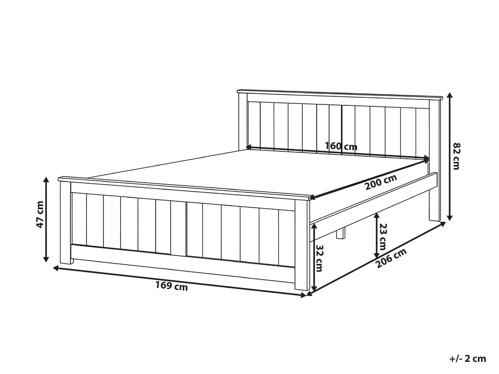 Bed Pine Wood SABRAN 160 x 200 cm (EU King Size) White_1061287