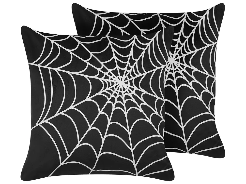 Dekokissen 2er Set LYCORIS 45 x 45 cm Samtstoff Schwarz Abstraktes Muster
