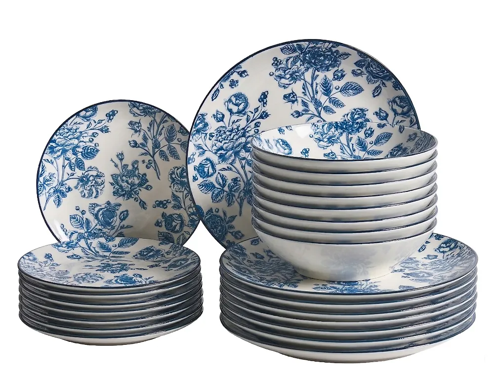 Tafelservice 24-teilig BASIL Porzellan Blau