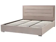 Bett mit Stauraum ROUEN Samtstoff Taupe 180 x 200 cm_843853