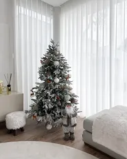Künstlicher Weihnachtsbaum mit Schnee BASSIE 120 cm Weiß_884964