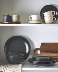 Set of 18 Dinnerware VIVANI Stoneware Black_1041946