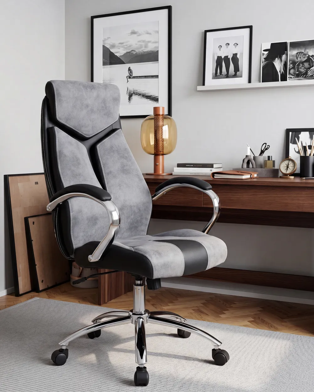 Office Chair FORMULA Faux Leather Grey_1082987