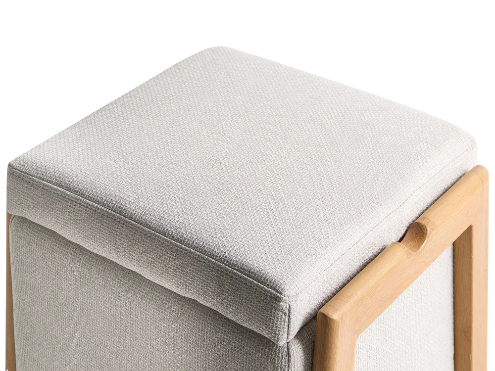 Sofa Set 3-Sitzer EDLAND mit Pouf Stoff Hellbeige_1041107