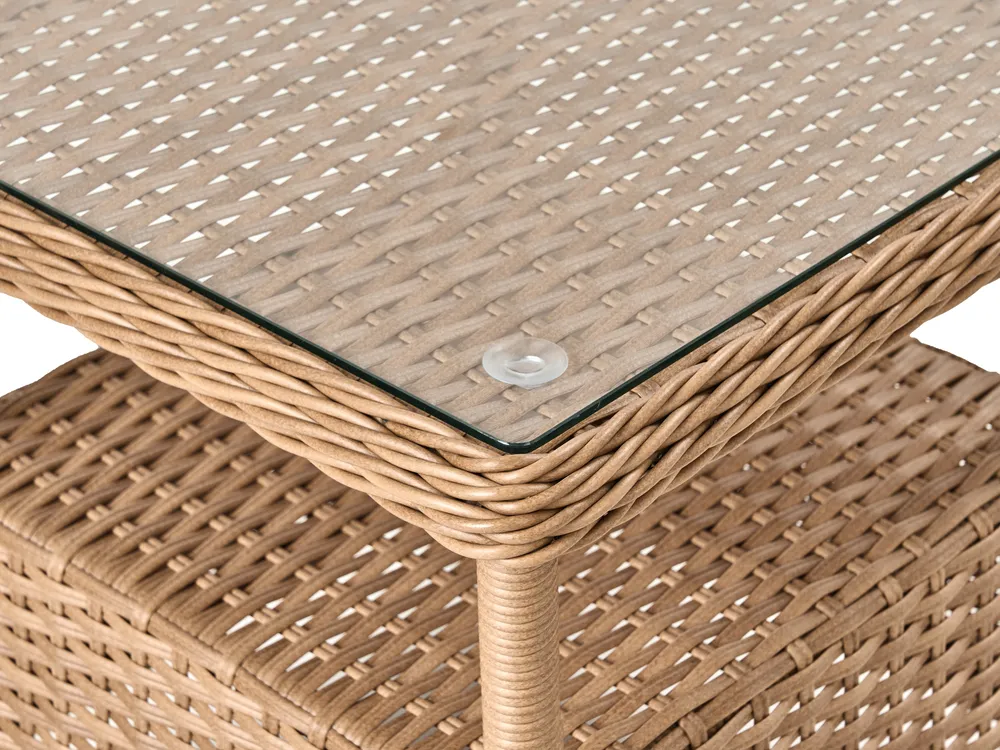 Lounge Set mit Tisch und Ottomane 2-Sitzer PONZA Polyrattan Braun_984566