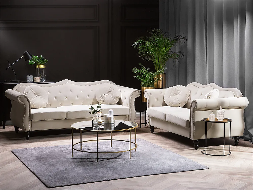 Sofa 3-Sitzer SKIEN II Samtstoff Hellbeige_1161662