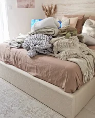 Bett mit Stauraum VAUCLUSE Bouclé Beige 160 x 200 cm_998455
