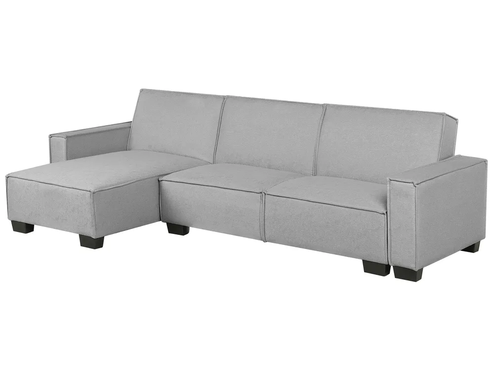 Corner Sofa Bed 3 Seater ROMEDAL Fabric Light Grey Right Hand_748911