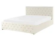 Bett mit Stauraum AMIENS Samtstoff Hellbeige 160 x 200 cm_791242