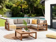 Garten Ecksofa mit Tisch 4-Sitzer TIMOR modular zertifiziertes Akazienholz Hellbraun linksseitig_837925