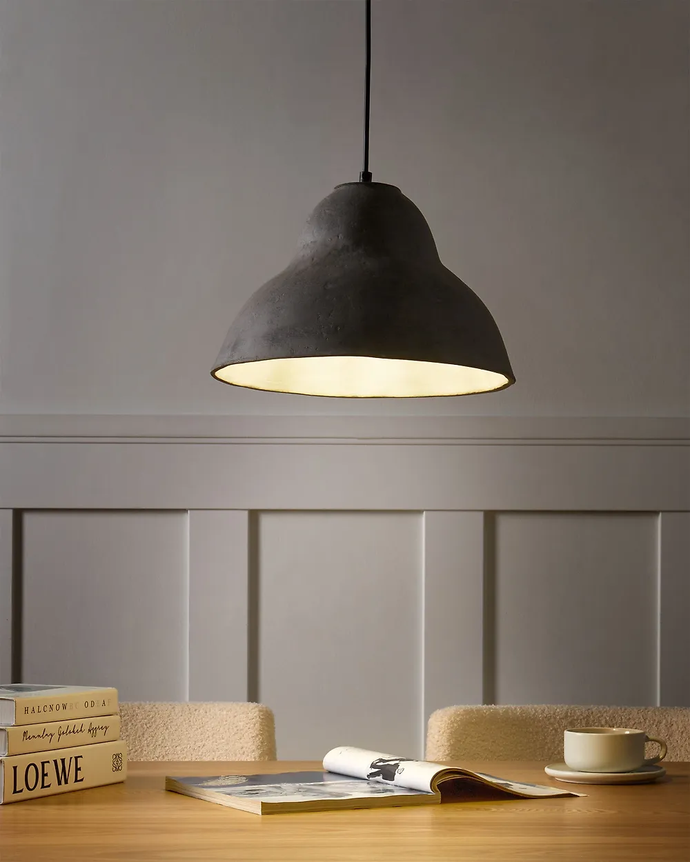 Pendant Lamp KABALEBO Papier-Mâché Grey_1185141