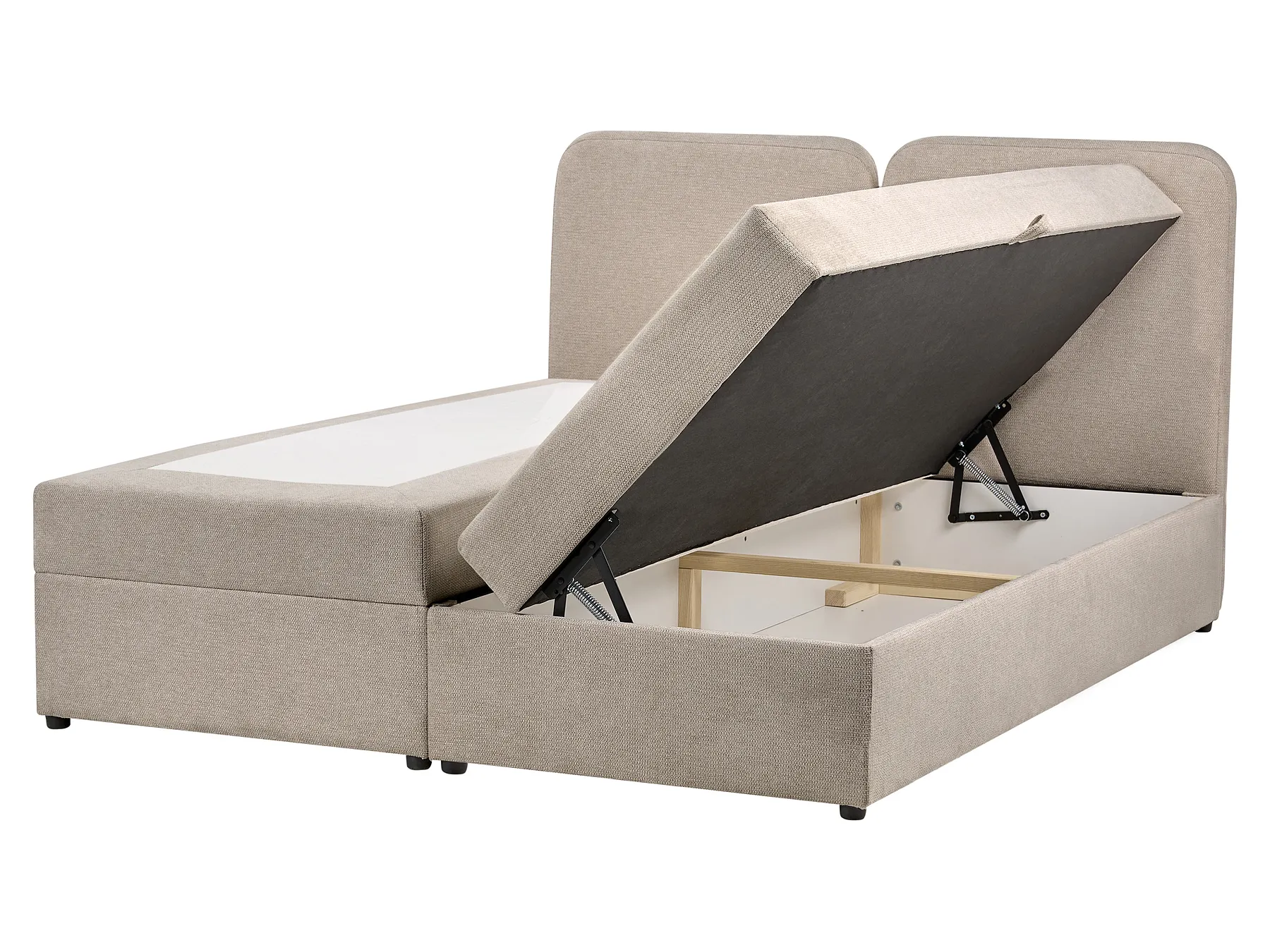 Divan Bed with Storage CHANCELLOR Fabric Taupe 160 x 200 cm (EU King Size)_1062772