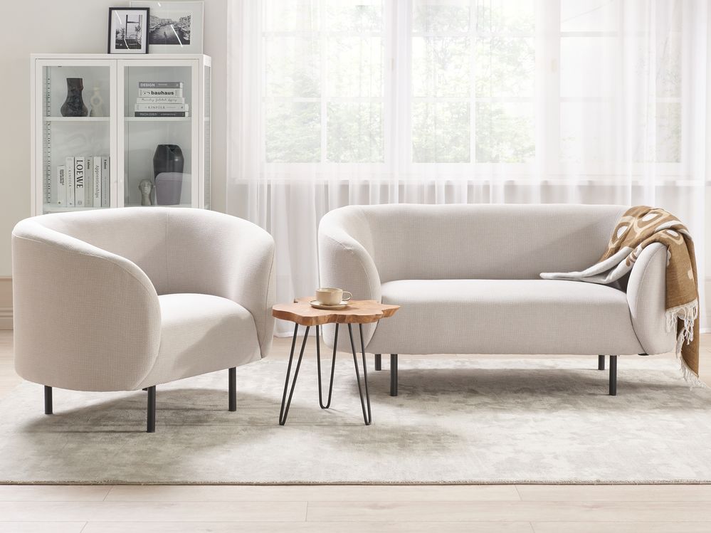 Living Room Set 3 Seater LOEN Fabric Light Beige
