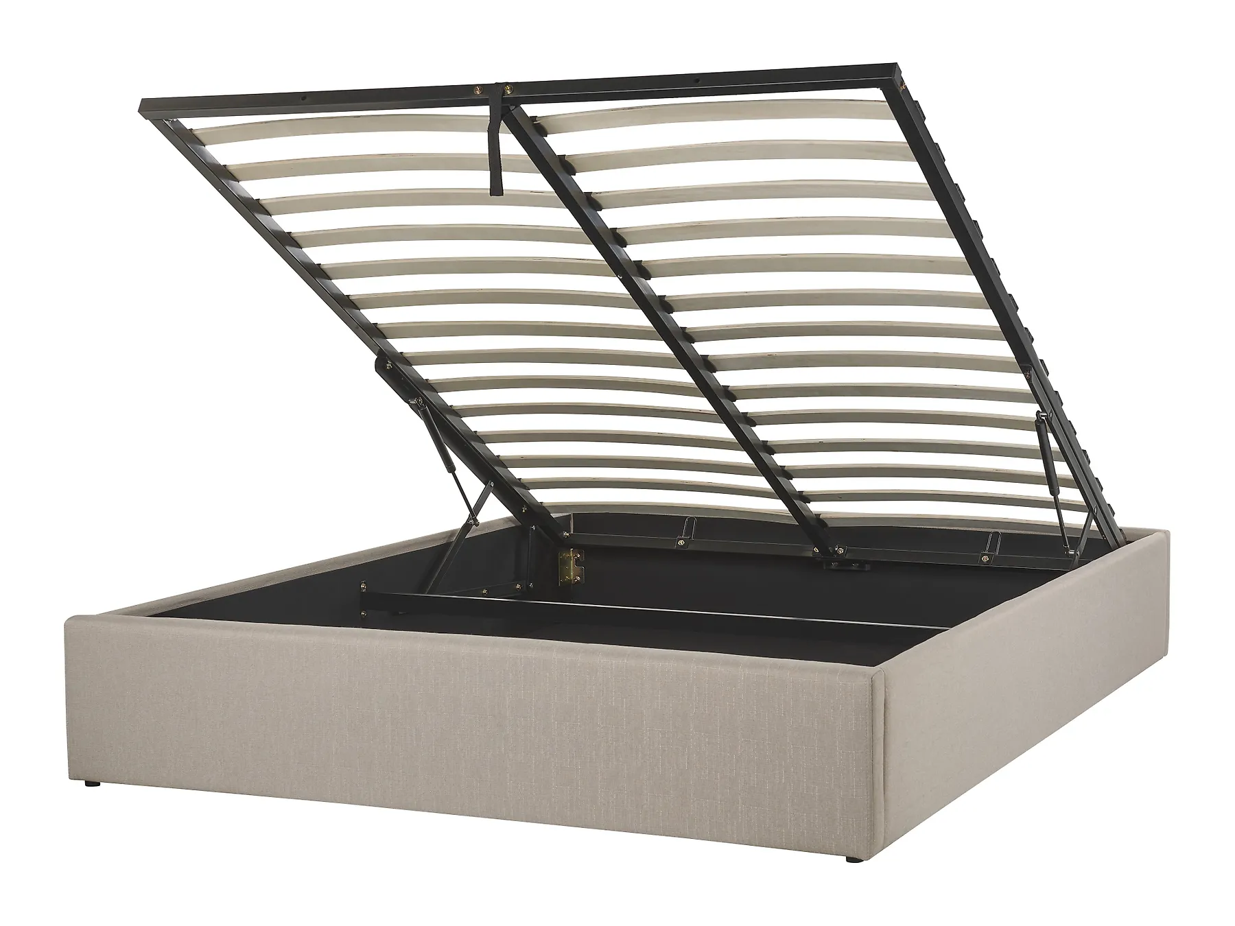 Ottoman Bed without Headboard DINAN Fabric Taupe 120 x 200 cm (EU Small Double)_1187466