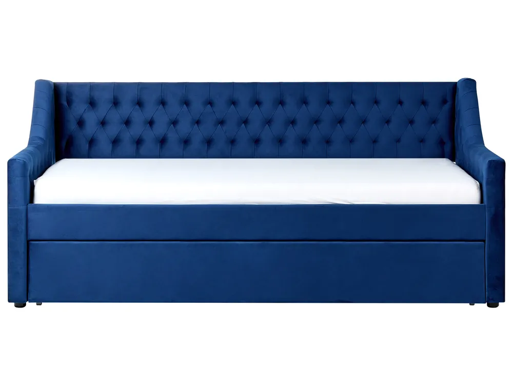 Ausziehbett Samtstoff MONTARGIS 90 x 200 cm Marineblau_827010
