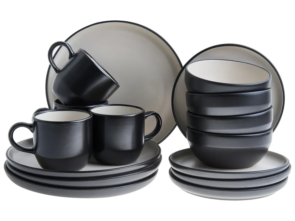 Tafelservice 16-teilig NUTMEG Steinzeug Schwarz