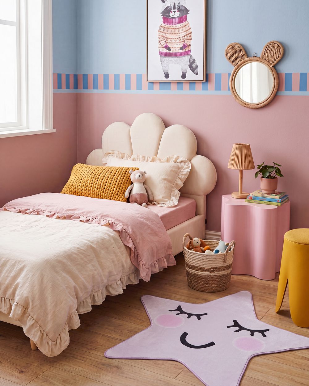 Kids Rug SIRIUS Pastel Pink 120 x 120 cm