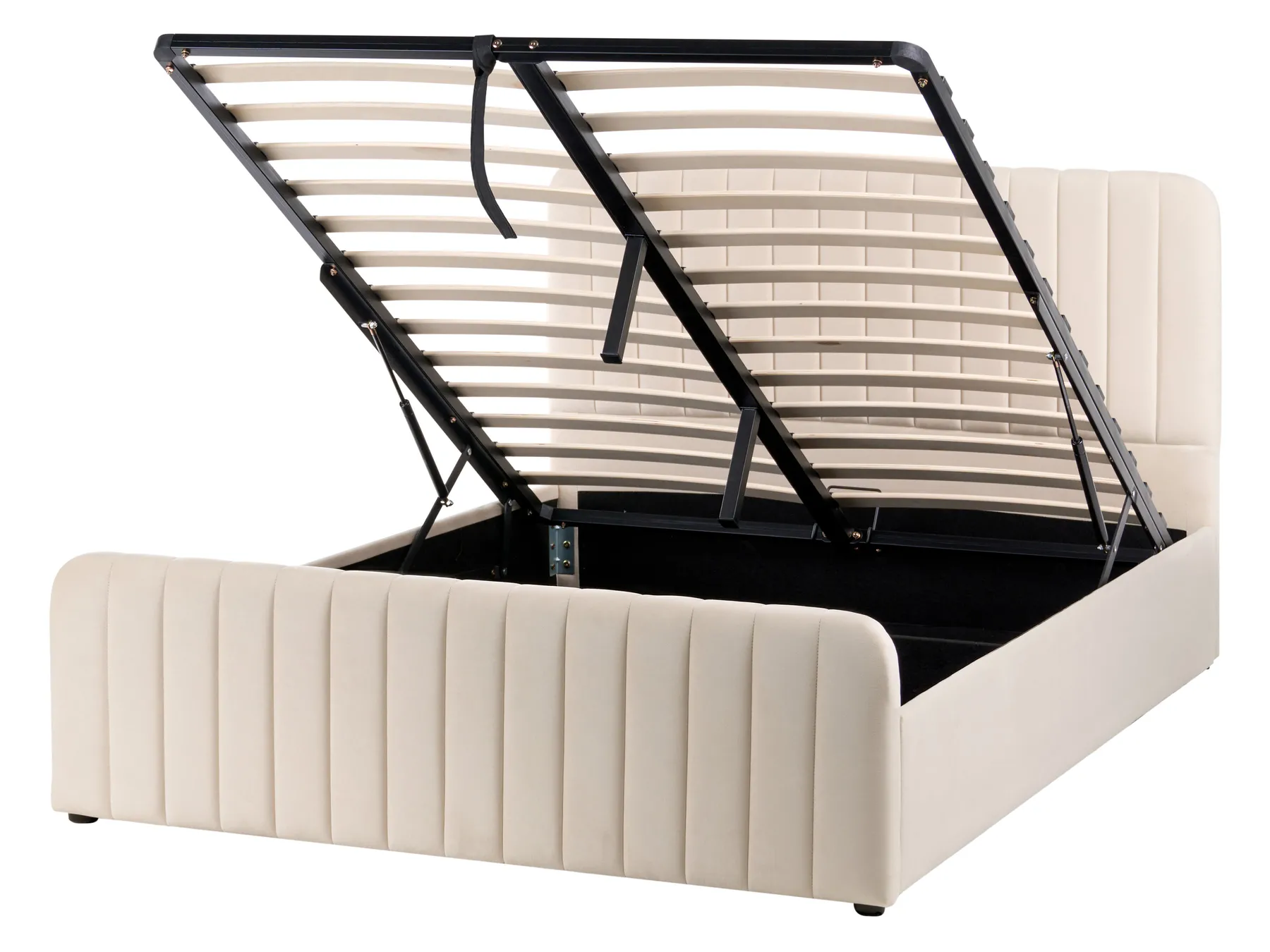 Ottoman Bed LUNAN Velvet Beige 140 x 200 cm (EU Double)_1051372